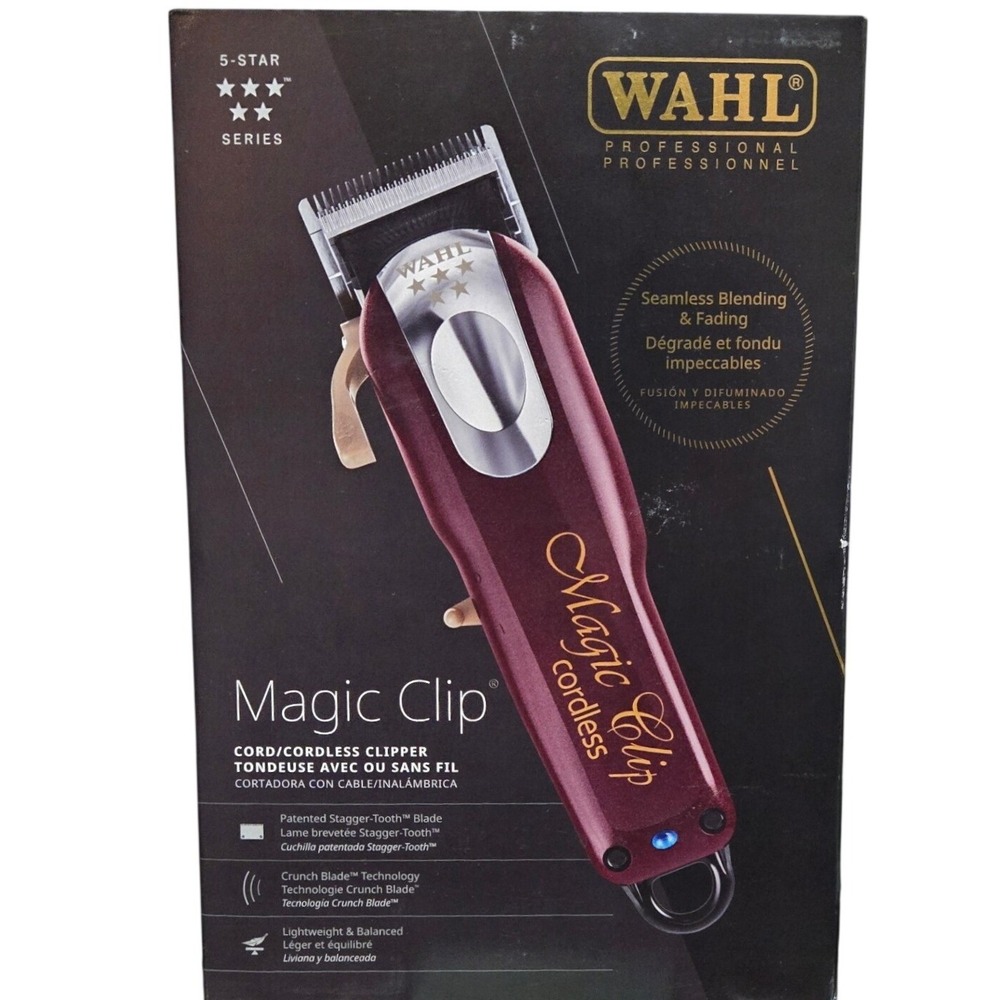 Wahl Professional 5-Star Cordless Magic Clip Hair Clipper Burgundy 8148